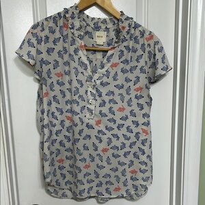 Maeve Blue and Red Patterned Women's Top
